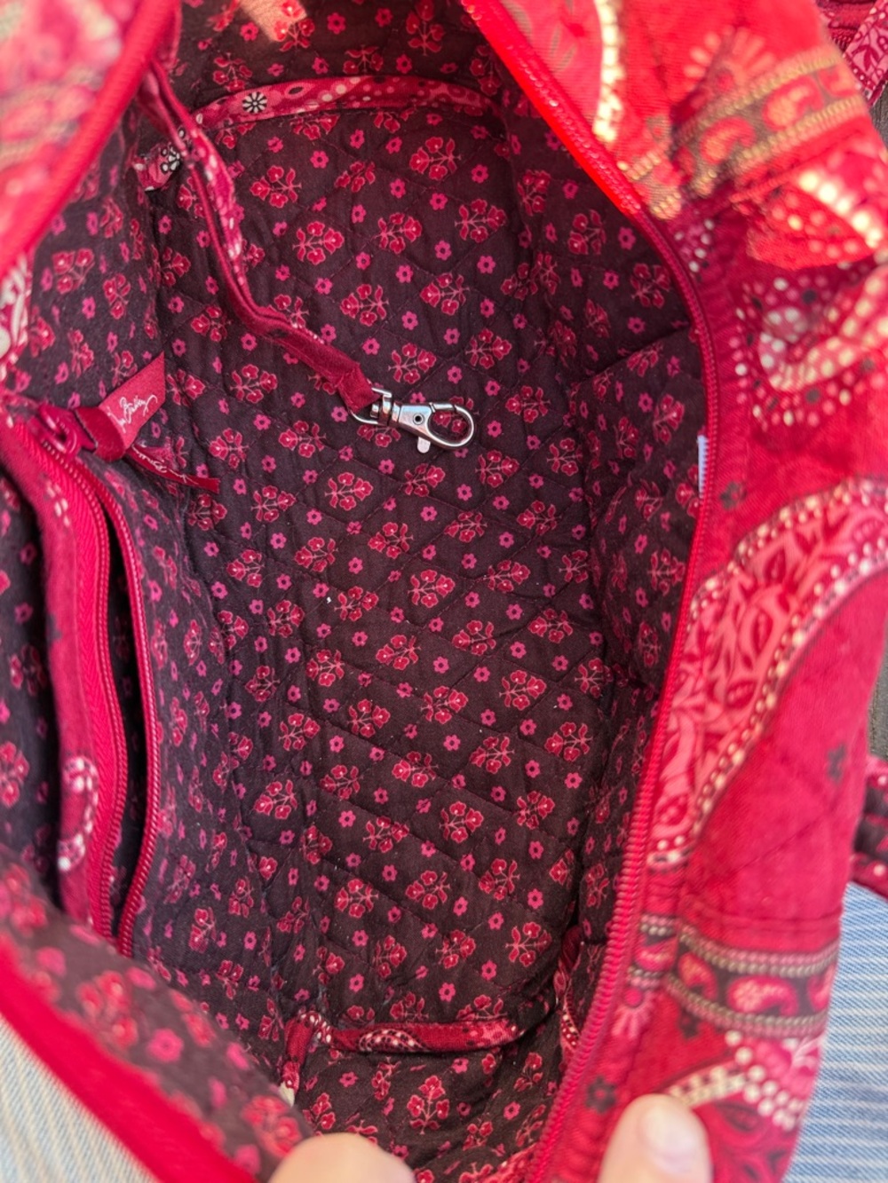 Red Quilted Paisley Cosmetic Bag Set “red mesa paisley” - Picture 7 of 10